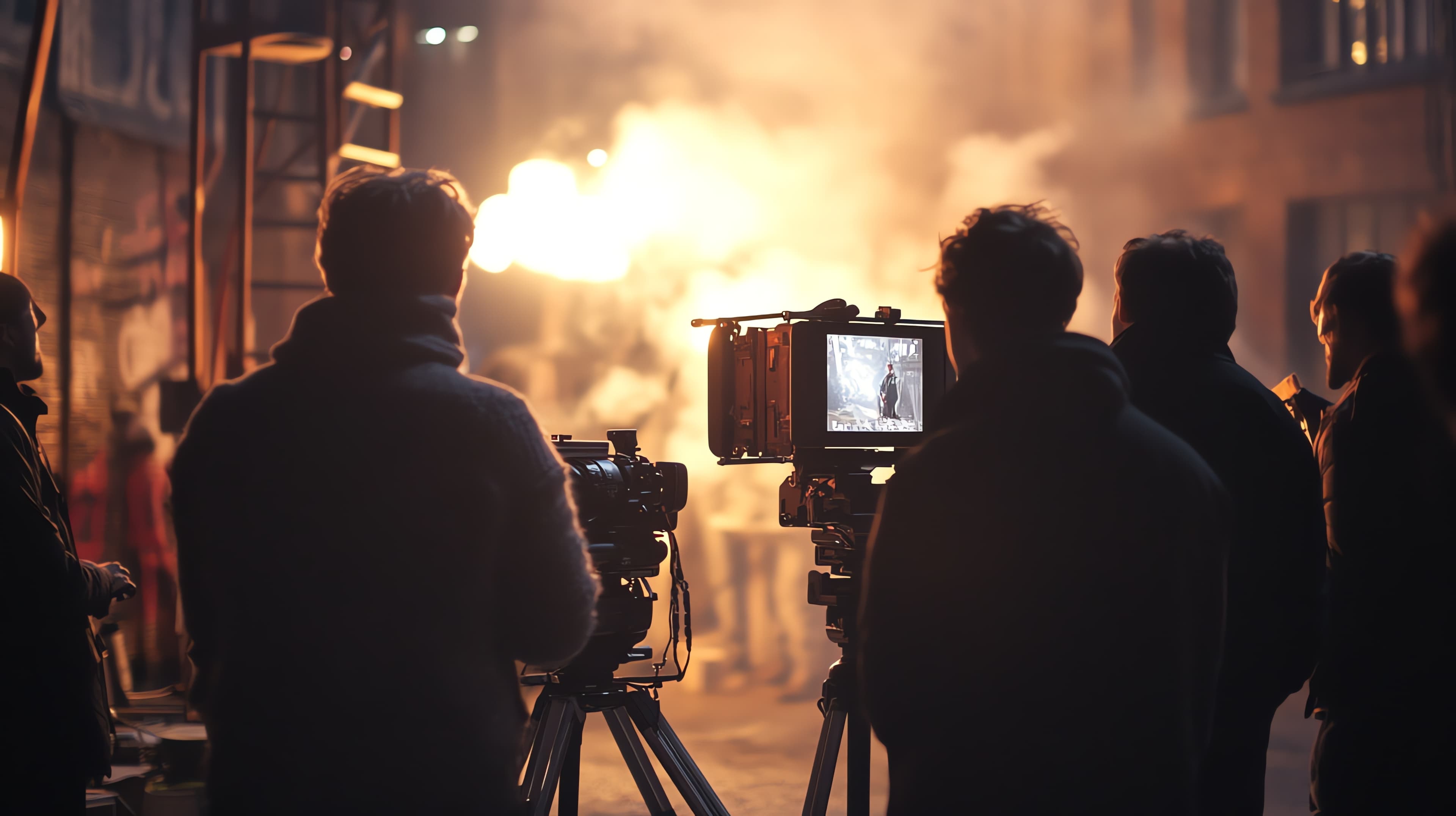 Film crew working on a scene
